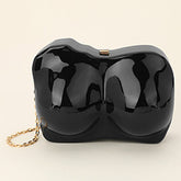METALLIC SCULPTED BUST BODY SHAPE CLUTCH EVENING BAG/ CROSSBODY BAG